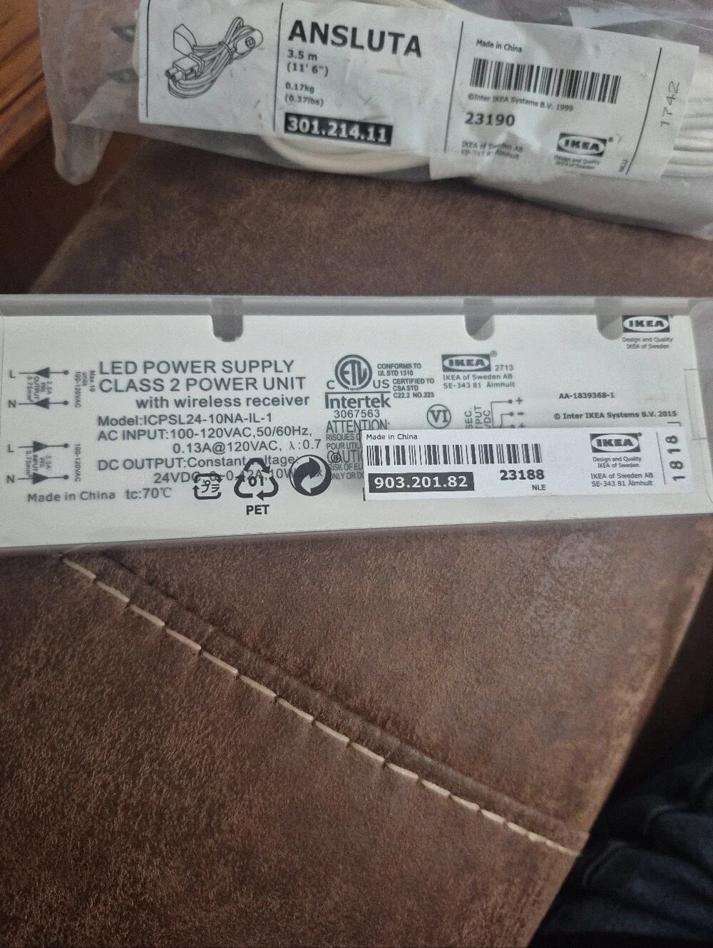 IKEA ANSLUTA Electronic Transformer White 10W 903.201.82 --NEW With Power Cord